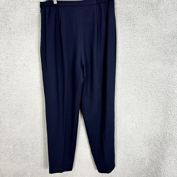 Talbots Pants Womens 14P Blue Pleated Tapered Leg Vintage Nautical Preppy Career - Picture 5 of 7